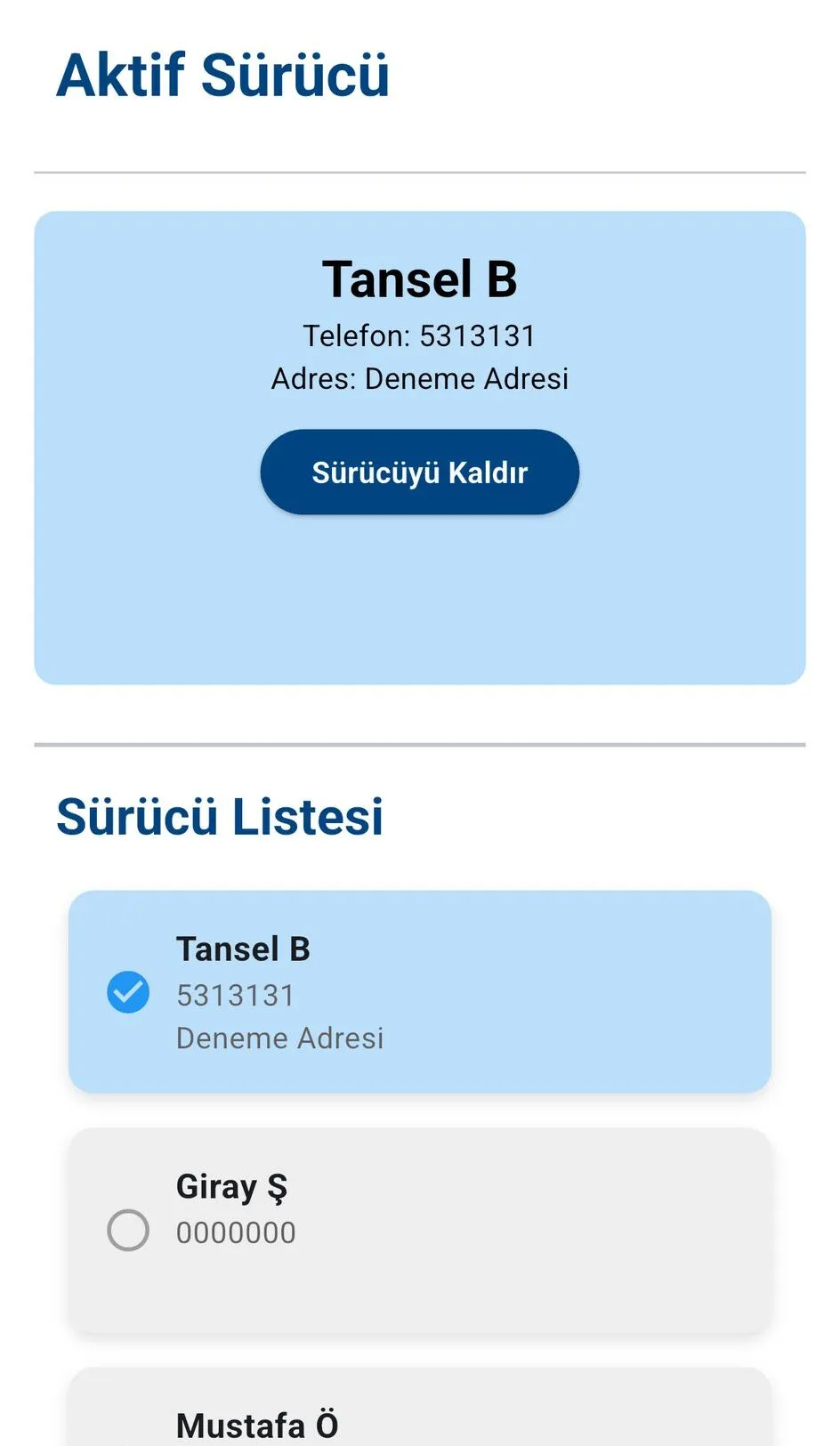 Sürücü Atama