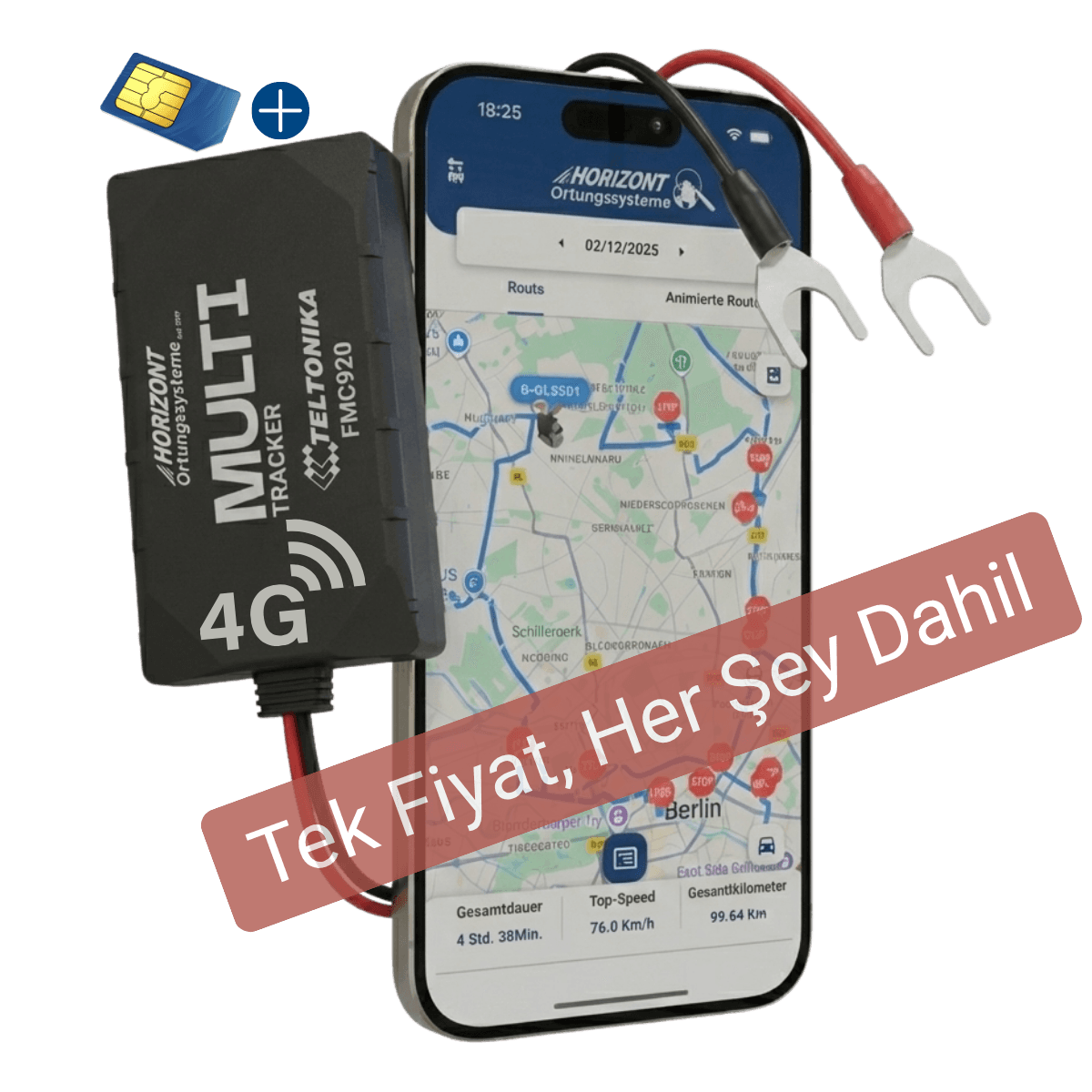 HORIZONT 4G Multi Tracker GPS araç takip cihazı ve mobil uygulama